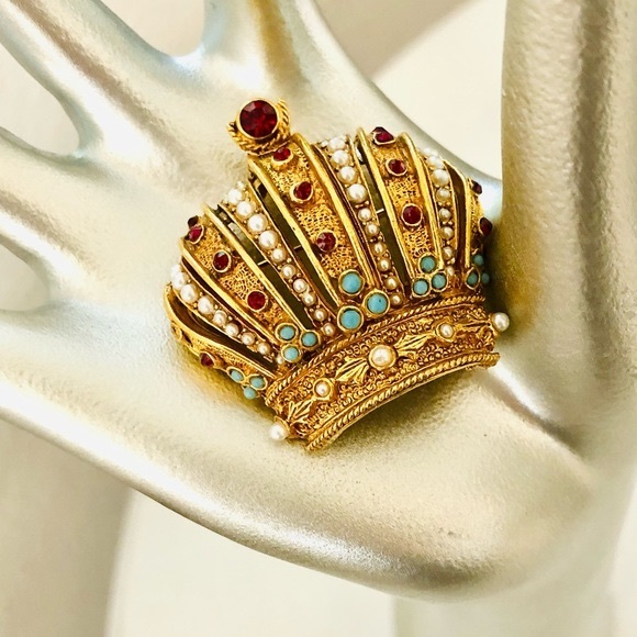 Vintage Heraldic Arthur Pepper rhinestone Imperial Crown brooch - Picture 16 of 16
